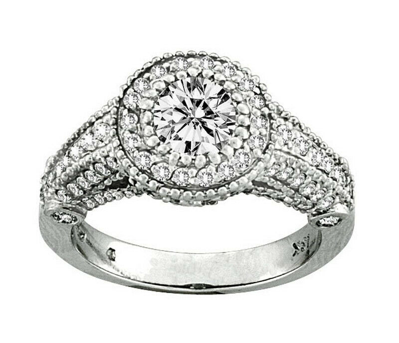 1.60 Carat Natural Diamond Engagement Ring G SI 14K White Gold