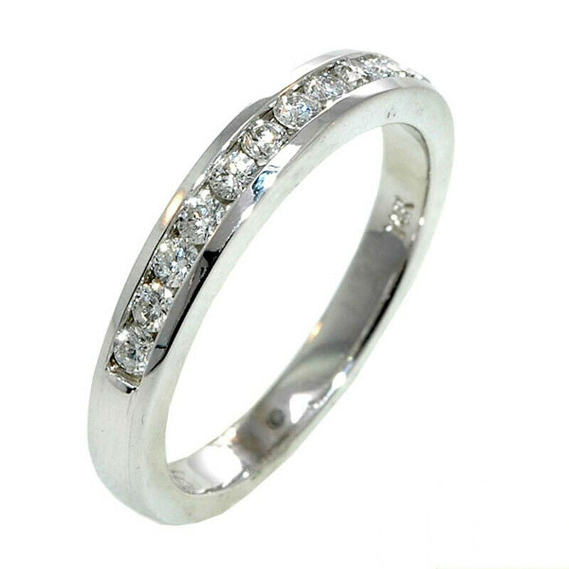 0.35 Carat Natural Diamond Channel Band Ring G SI 14K White Gold