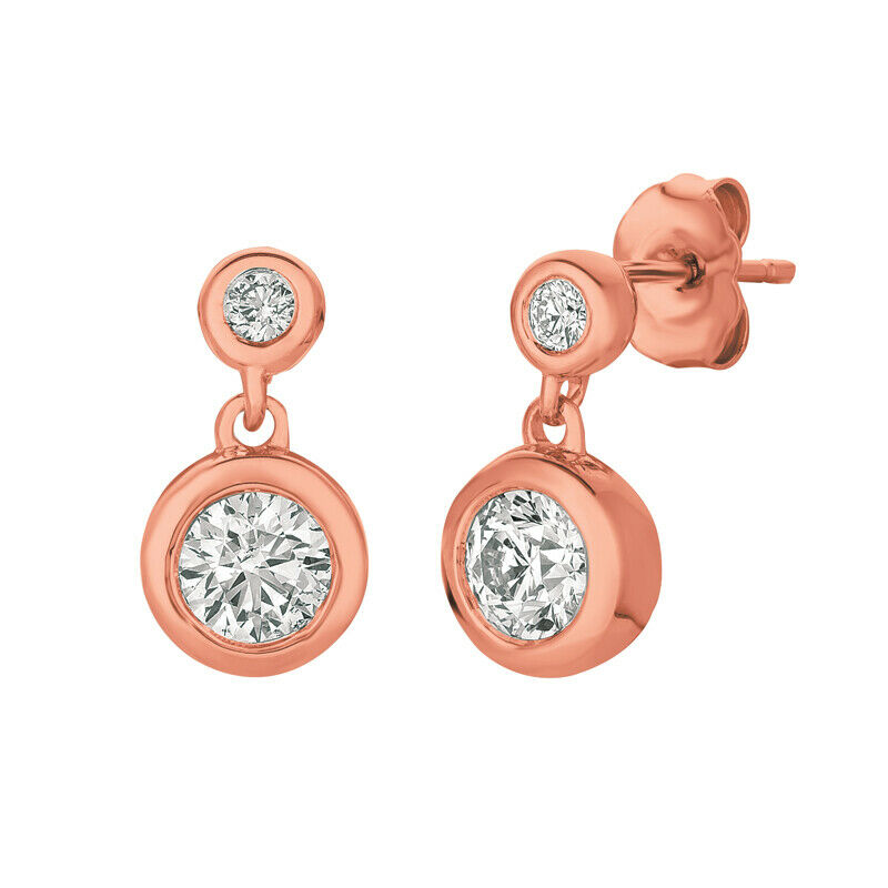0.75 Carat Natural Diamond Drop Earrings G SI 14K White Gold