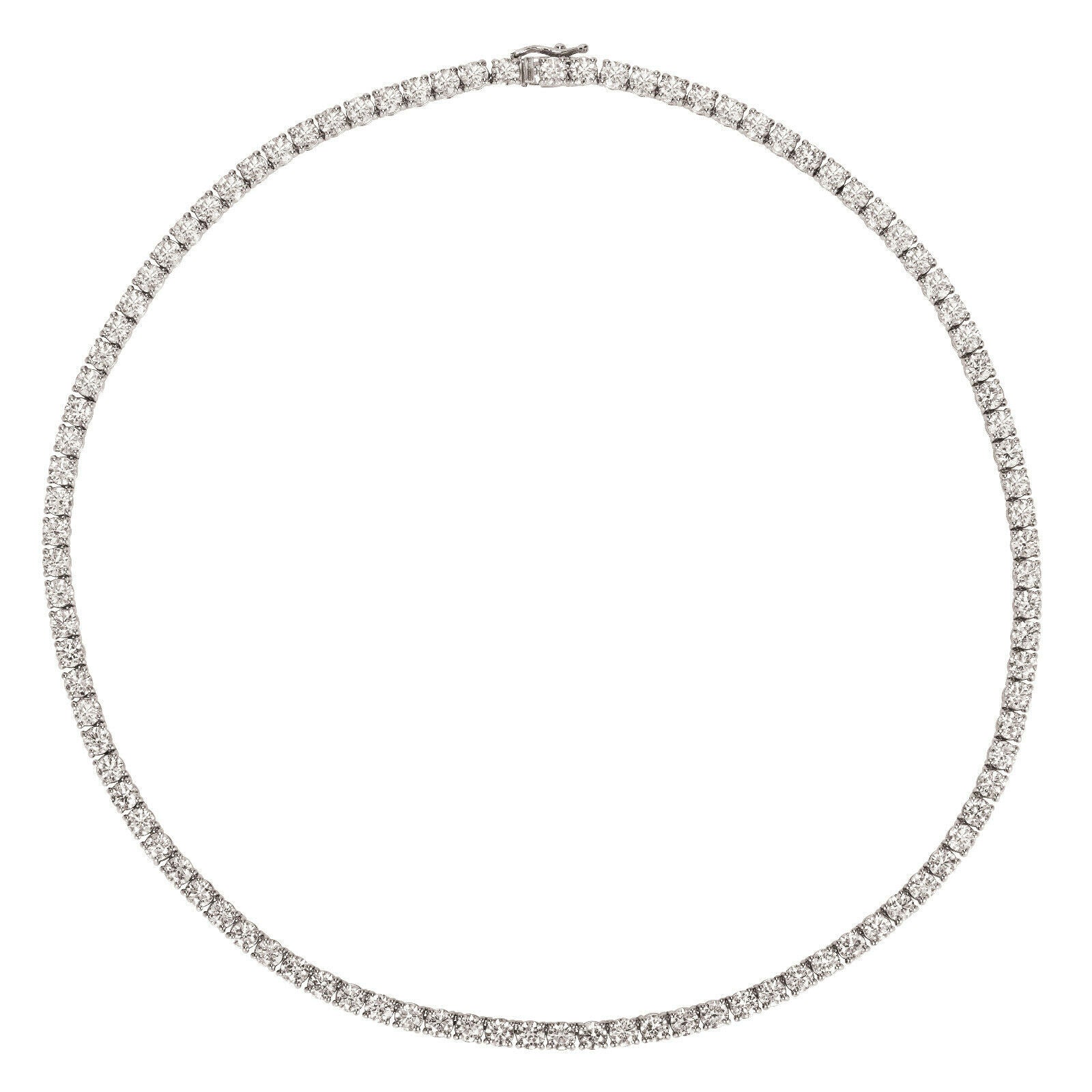 20.00 Carat Natural Diamond Tennis Necklace G SI 14K White Gold 16 inches