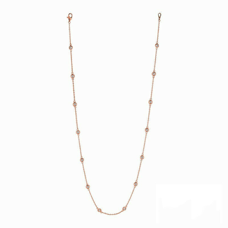 1.50 Carat Diamond by the Yard Necklace G SI 14K Rose Gold 14 stones 18 inches