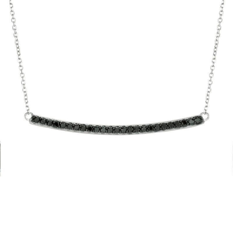 0.25 Carat Black and White Diamond Bar Necklace 14K White Gold 18'' chain