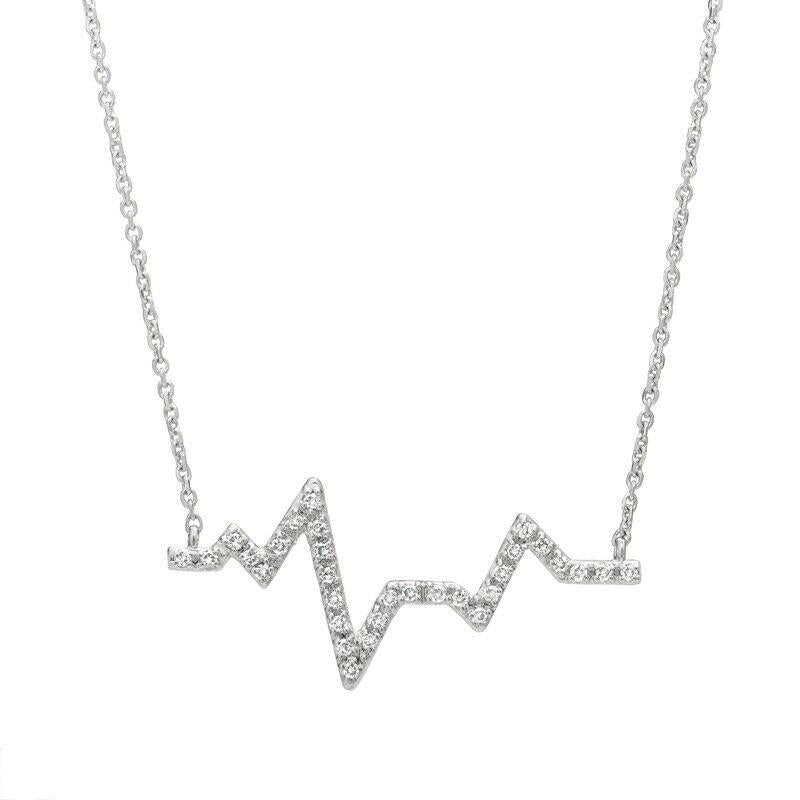 0.25 Carat Natural Diamond Heart Beat Necklace 14K White Gold G SI 18''
