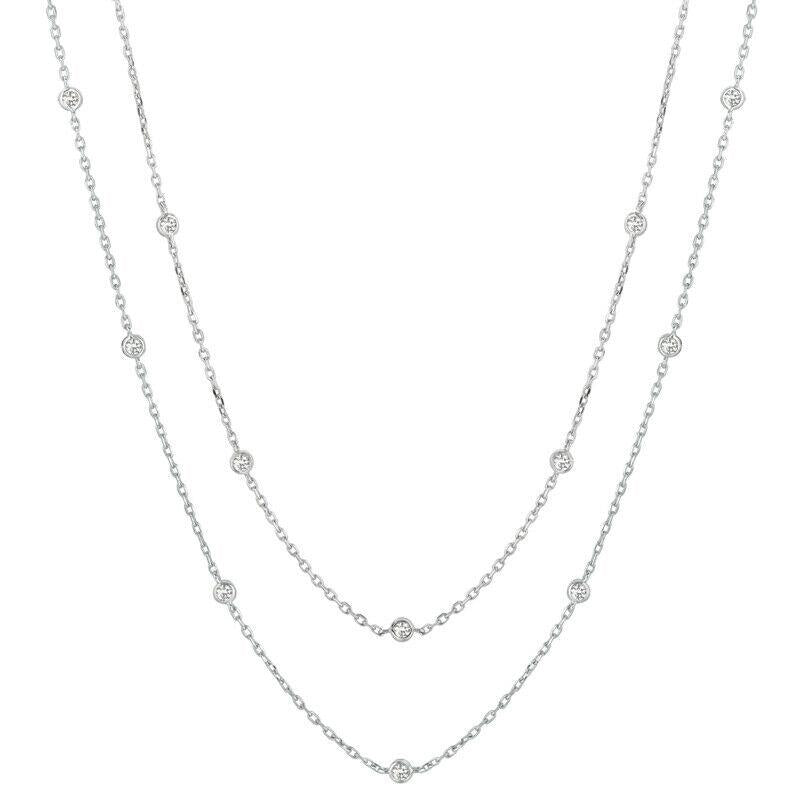 4.30 Carat Diamond by the Yard Necklace G SI 14K White Gold