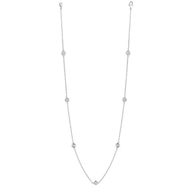 1.00 Carat Diamond by the Yard Necklace G SI 14K White Gold 15 pointers 18 inch