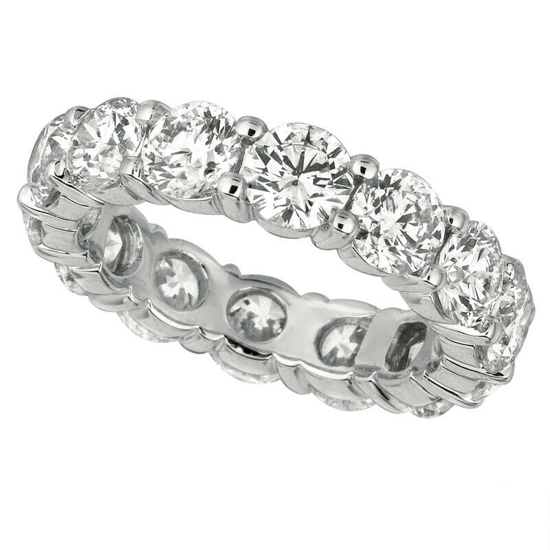 5.60 Carat Natural Diamond Eternity Ring Band 18K White Gold 5.5 mm width