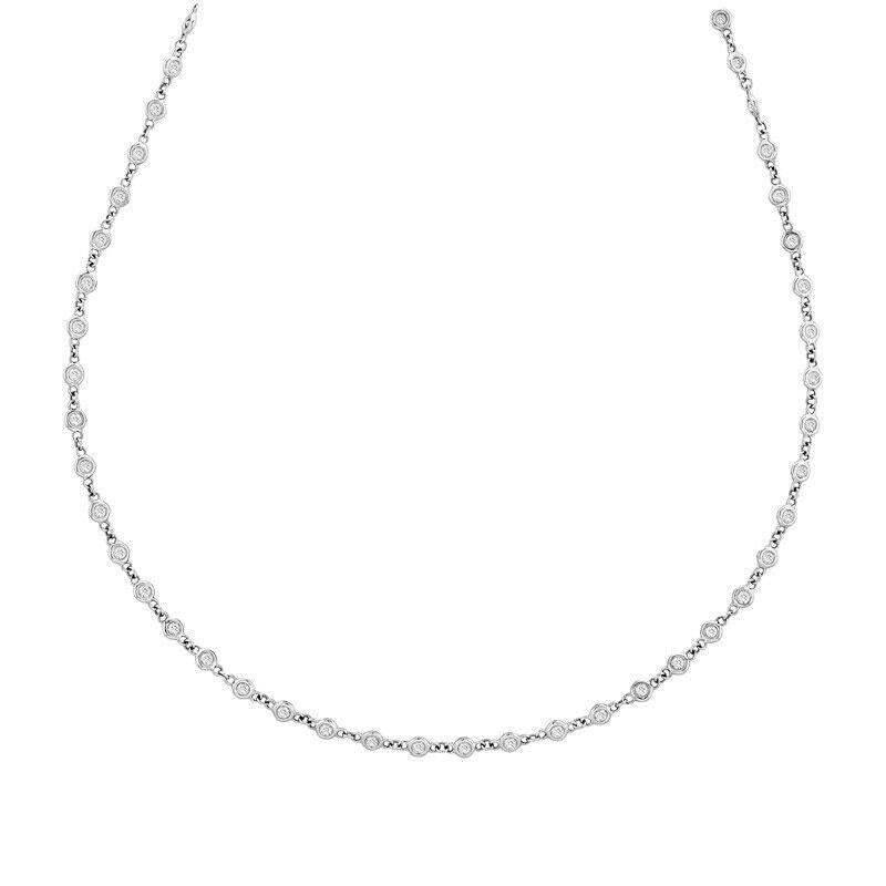 1.51 Carat Diamond by the Yard Necklace G SI 14K White Gold 17 inches 67 stones 2 pointers