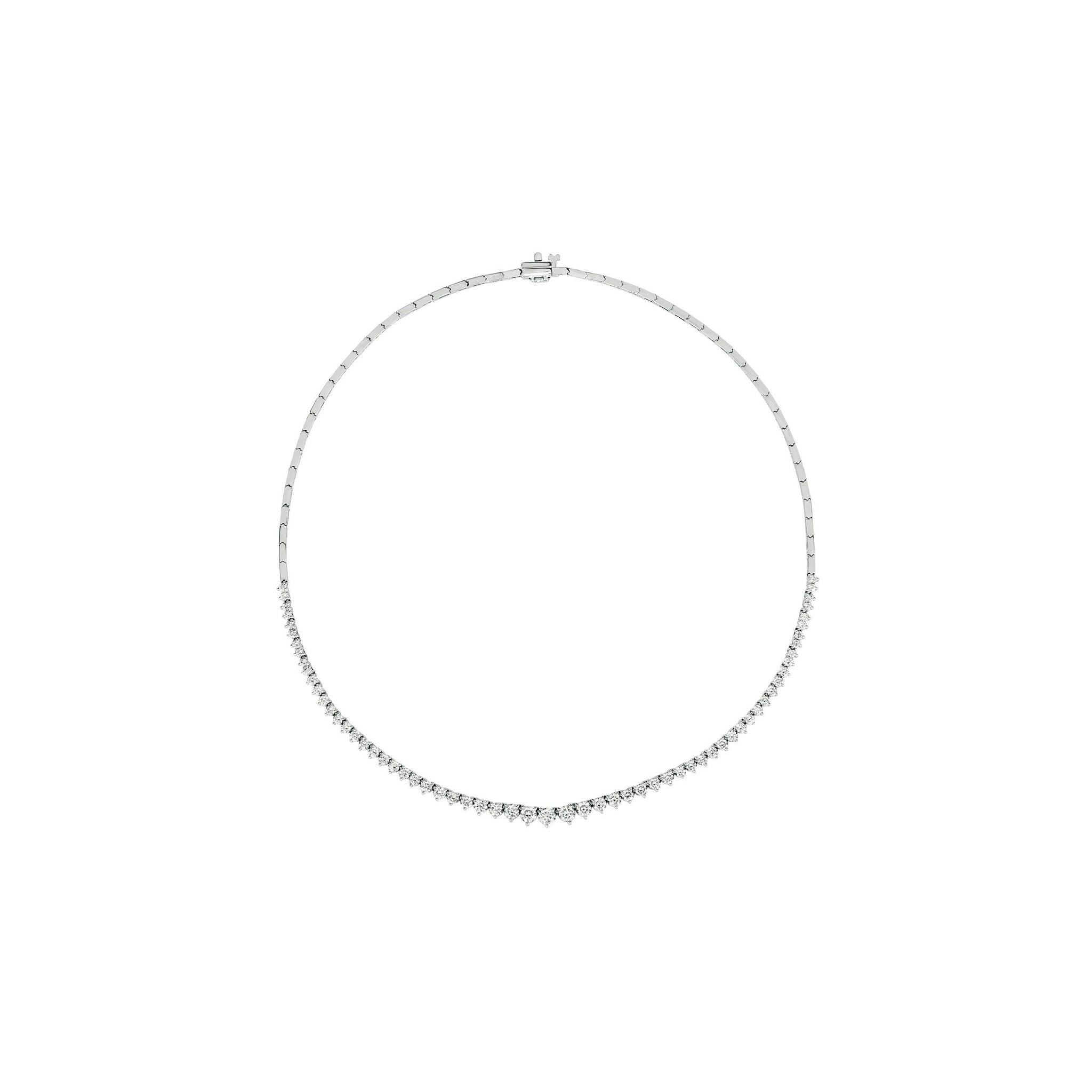 2.15 Carat Natural Diamond 3 Prong Graduated Necklace 14K White Gold 16''