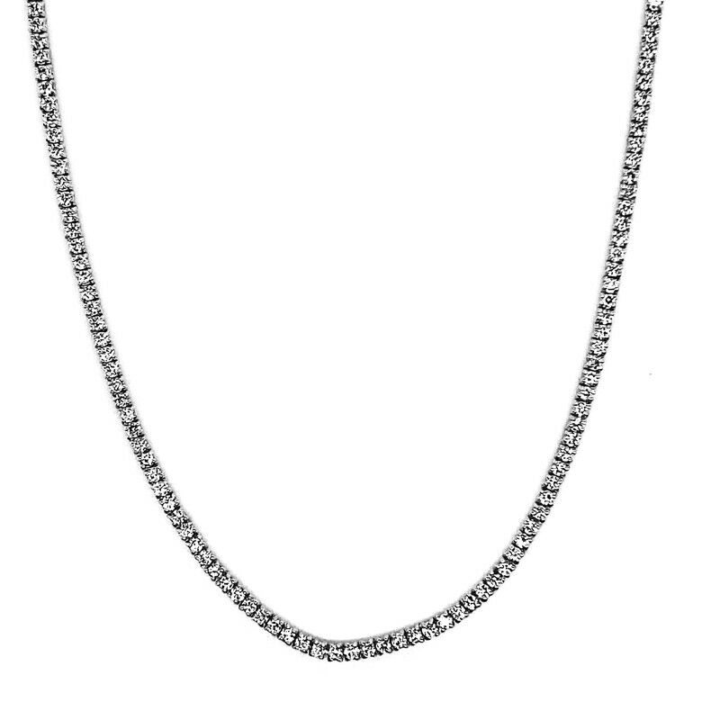 3.00 Carat Natural Diamond Tennis Necklace G SI 14K White Gold 16 inches