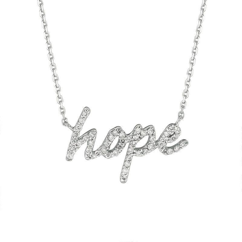 0.26 Carat Natural Diamond Hope Necklace Pendant 14K White Gold G SI 18''