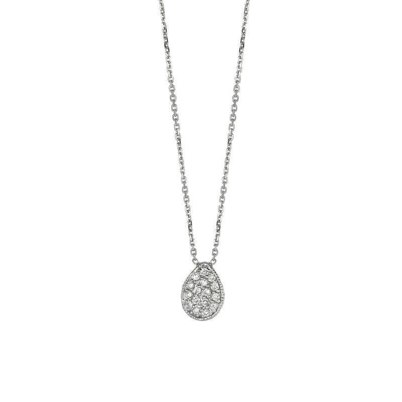 0.25 Carat Natural Diamond Pear Shape Necklace 14K White Gold
