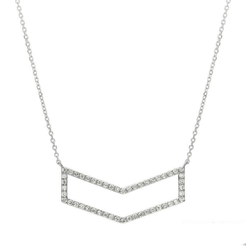 0.50 Carat Natural Diamond Necklace 14K White Gold G SI 18'' chain