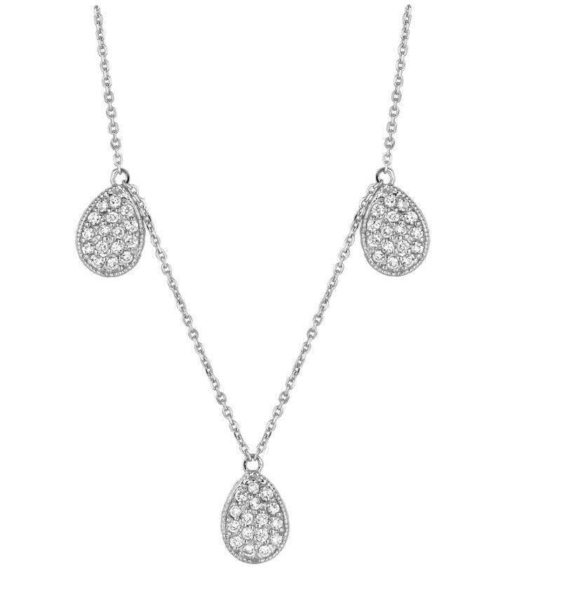 0.67 Carat Natural Diamond Pear Shape Necklace 14K White Gold