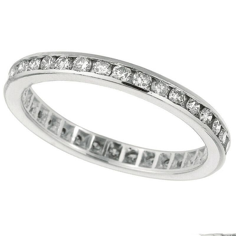 1.00 Carat Natural Diamond Eternity Ring Band Channel set in 14K White Gold