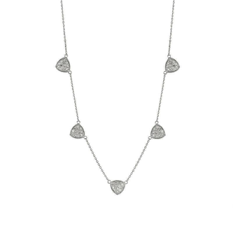 1.06 Carat Natural Diamond Necklace 14K White Gold 18'' chain