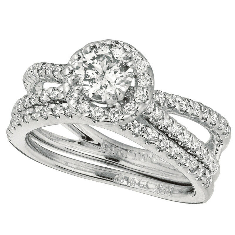 1.42 Carat Natural Diamond Engagement Ring G SI 14K White Gold