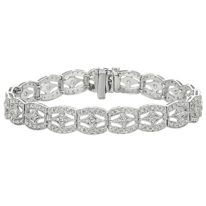 1.75 Carat Natural Diamond Fashion Bracelet G SI 14K White Gold 7''