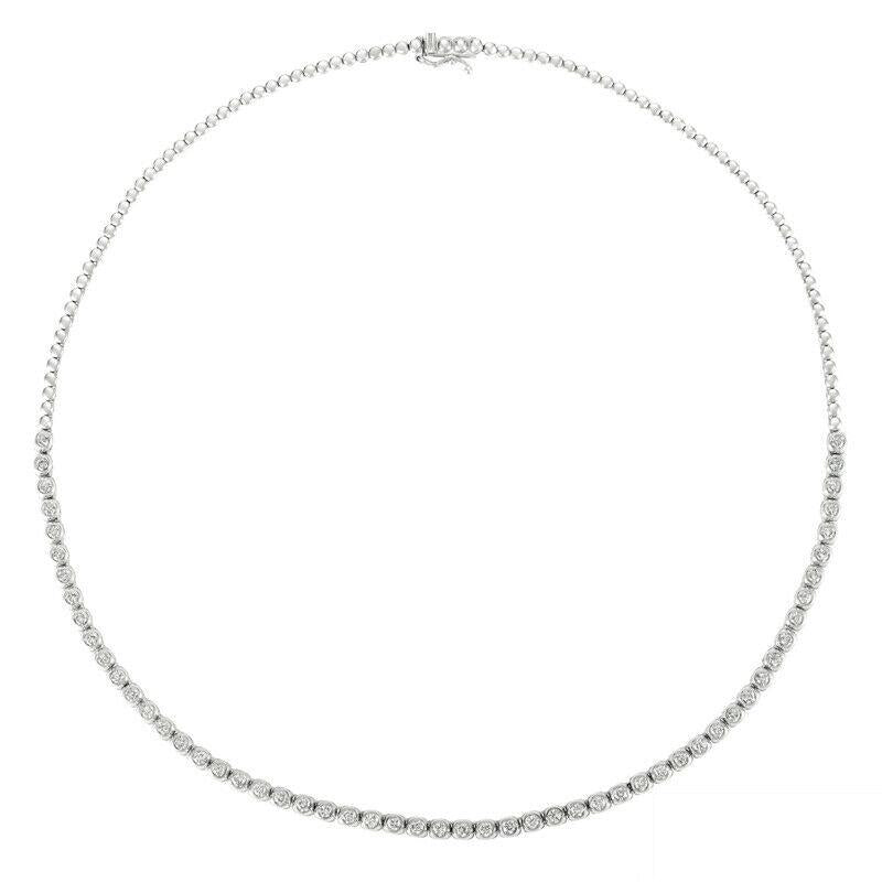 2.50 Carat Natural Diamond Bezel Necklace 14K White Gold G SI 16''