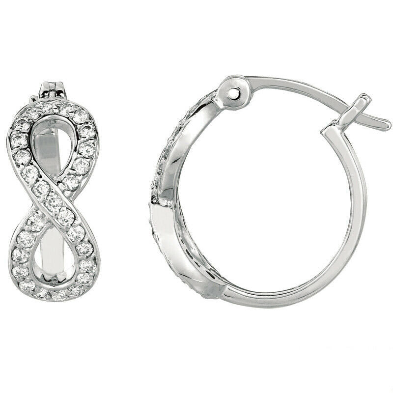 0.50 CT Natural Diamond Infinity Earrings G SI set in 14K White Gold