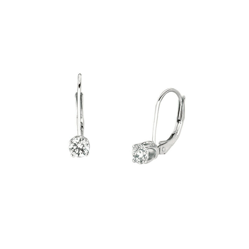 0.40 Carat Natural Diamond Earrings G SI in 14K White Gold 20 points each