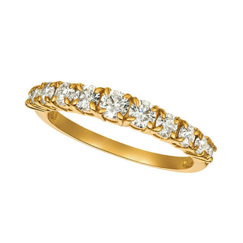 0.75 Carat 11 Stone Natural Diamond Ring Band G SI 14K White Gold