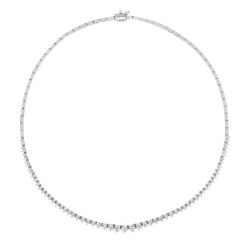 3.09 Carat Natural Diamond Necklace G SI 14K White Gold 16''