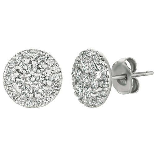 0.75 Carat Natural Diamond Round Earrings G SI 14K White Gold
