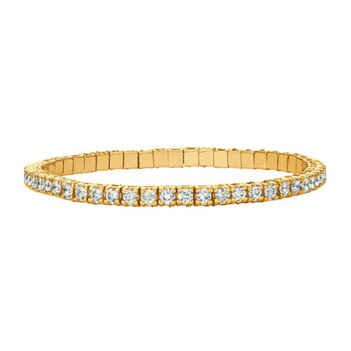 4.06 Carat Natural Diamond Stretch Bracelet G-H SI 14K Yellow Gold