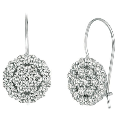 1.52 Carat Natural Diamond Earrings G SI 14K White Gold